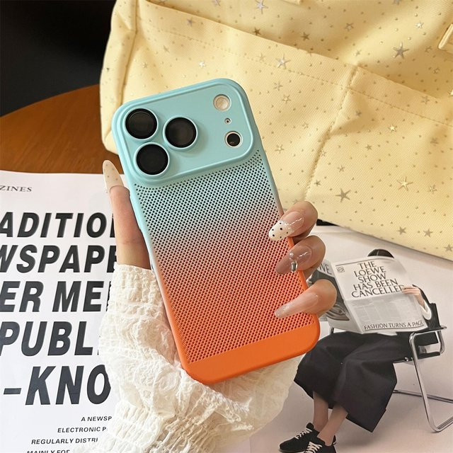 RPKKS Kühlende Mesh-Handyhülle mit Farbverlauf für iPhone 17 Air 16 15 14 13 12 Pro Max Plus aus hartem PC in Multicolour - Bild 1