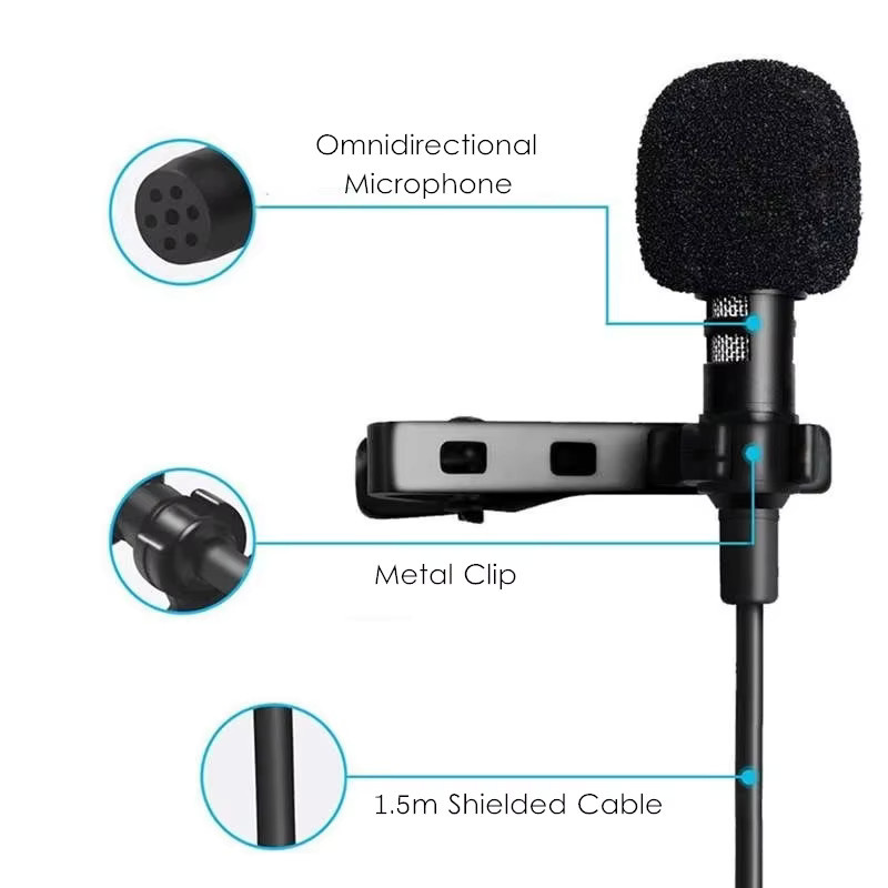 KAFNHCKA Lavalier Mikrofon mit USB-C und 3,5 mm Klinke, tragbares Clip-on Mikrofon in Schwarz für DSLR-Kamera, PC und Laptop - Bild 2