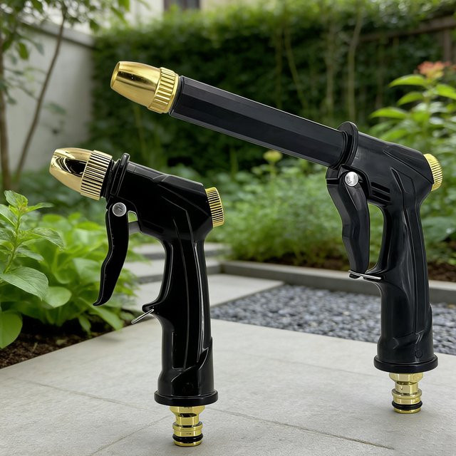 FLOWERS SPRAL Tragbare Hochdruck-Wasserpistole in Schwarz für Autowäsche und Gartenbewässerung - Bild 1