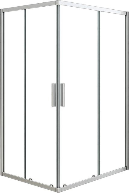 AICA Duschkabine Eckeinstieg mit Schiebetür aus ESG-Glas, Farbe: Transparent/Silber, B: 100 cm, T: 80 cm, H: 185 cm - Bild 1