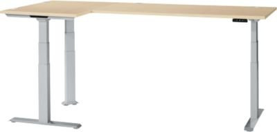 Schäfer Shop Genius Winkelschreibtisch Modena Flex, elektrisch höhenverstellbarer Eckschreibtisch in Ahorn und Weißaluminium, B/T: 200 x 160 cm - Bild 1