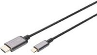 Digitus USB-C auf HDMI Adapterkabel in Schwarz, 4K @ 30Hz, Länge: 1,8 m - Bild 1