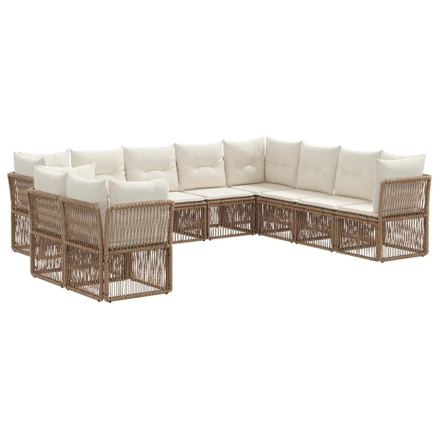 vidaXL Gartensofa-Set 10-teilig aus Poly-Rattan in Beige mit Polsterung und pulverbeschichtetem Stahlgestell - Bild 2