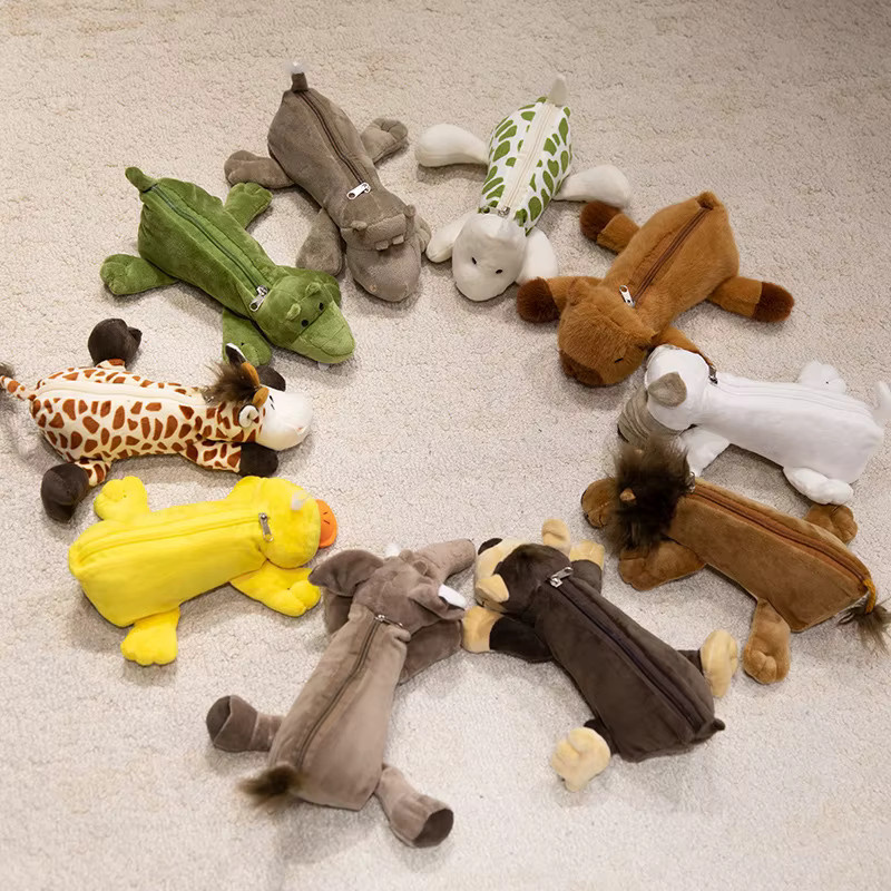GEGENUOYI Plüsch Federmäppchen mit Tierdesign für Kinder als Schreibwaren-Aufbewahrungstasche - Bild 1