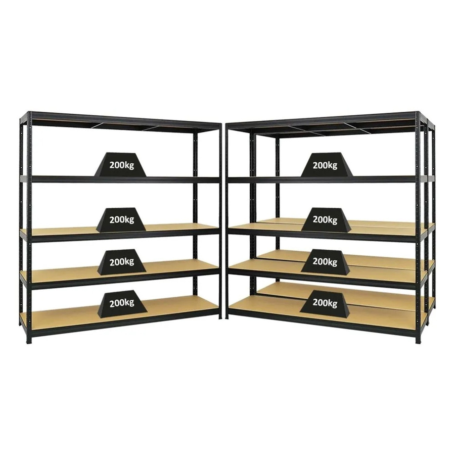 3x PROREGAL Schwerlastregal Giant Elephant Set, Schwarz, H x B x T: 180 x 180 x 45 cm, Fachlast 200 kg, mit verstellbaren Regalböden aus MDF und Metall - Bild 2