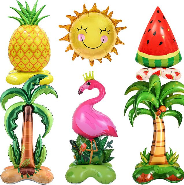 EsenTroye Tropische Folienballons für deine Hawaiianische Luau-Party mit Flamingo, Palme und Wassermelone zur Sommer- und Stranddekoration - Bild 1