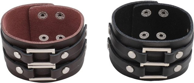 Neoglint Manschettenarmband, PU-Leder, Punk, Schwarz, Braun, Unisex - Bild 1