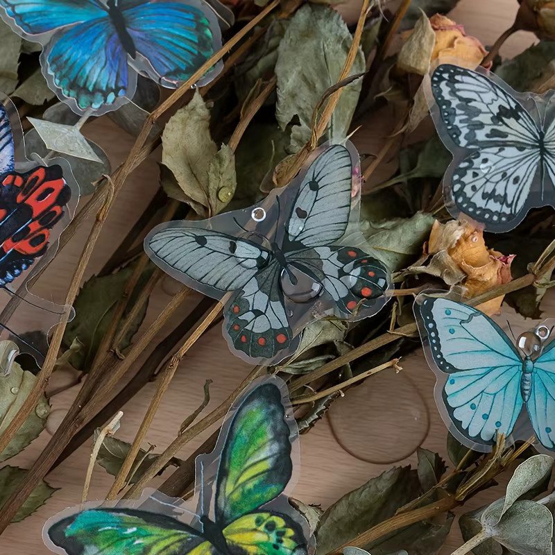 40 Stück wasserdichte Schmetterling Aufkleber in Multicolour für Scrapbooking, Tagebuch und Planer - Bild 1