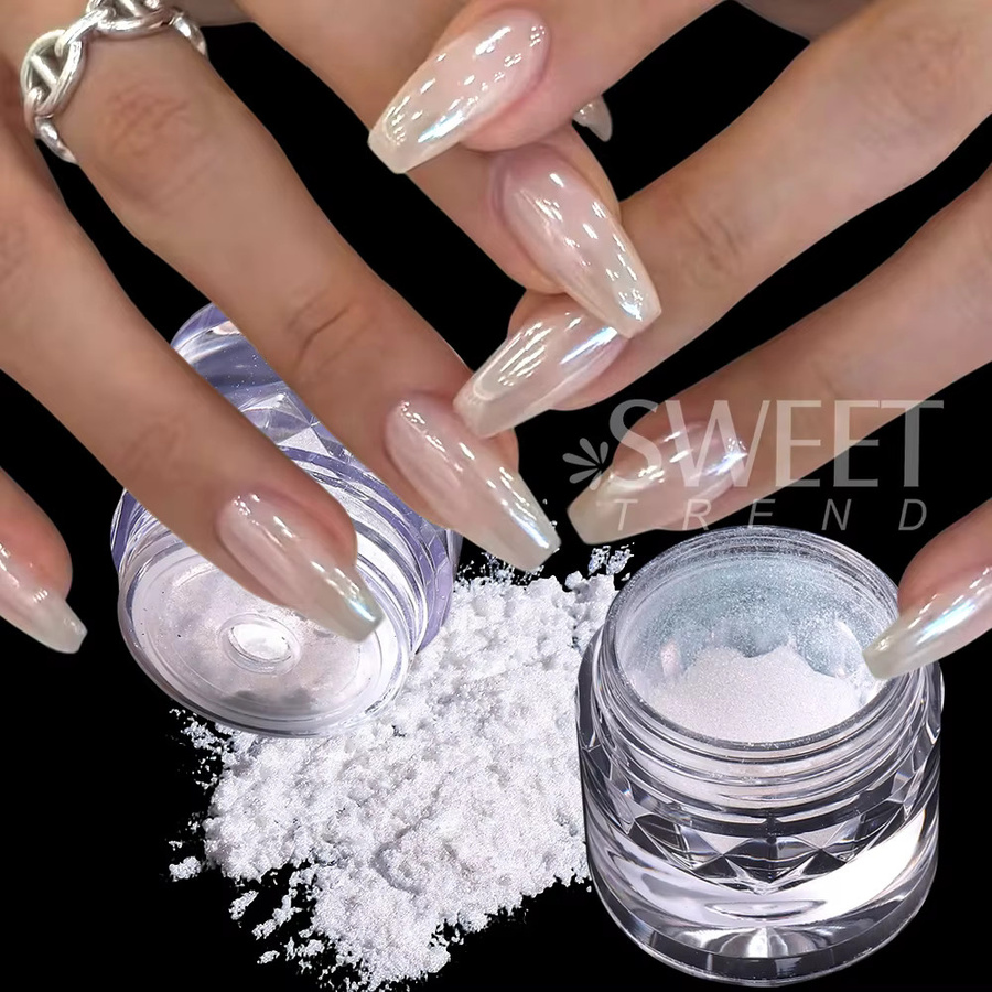 SWEET TREND Nagelglitter-Pulver Weißes Klares Perlen, Glänzend - Bild 3