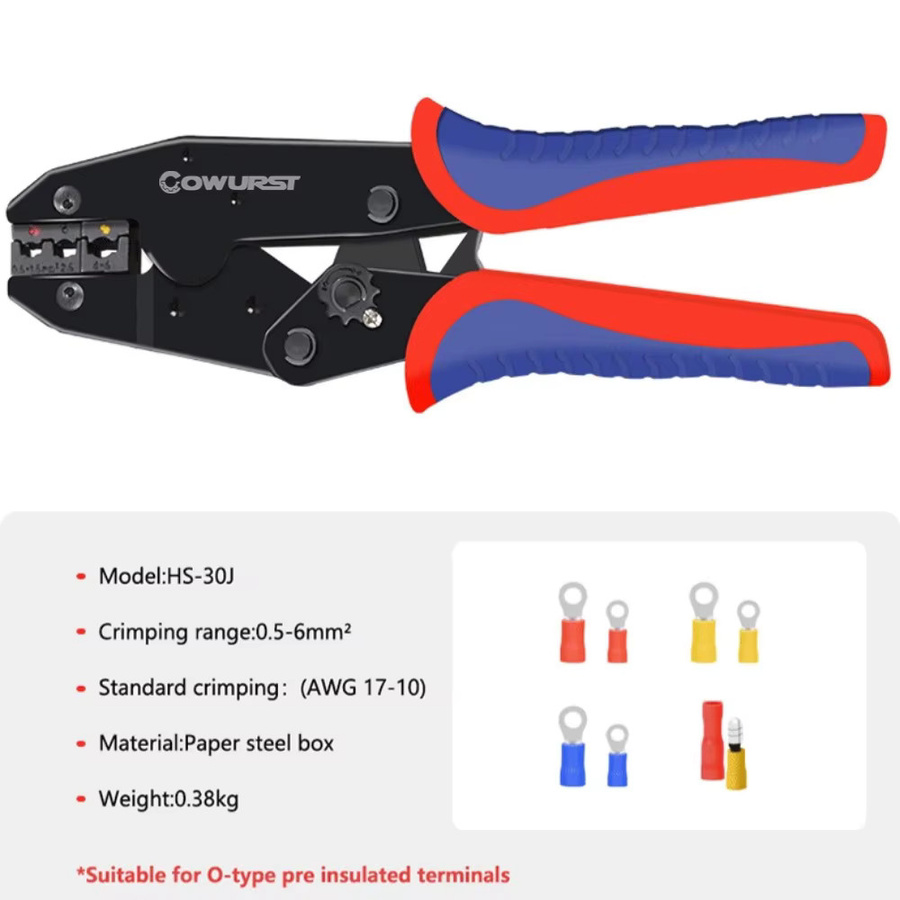 Cowurst HS-30J Vorisolierte Klemmen-Crimpzange mit Crimpbacken Set in Multicolour - Bild 3
