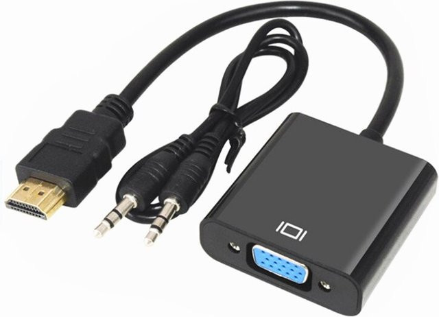 HDMI zu VGA Konverter Adapter mit Audio für Laptop, PC und TV, 1080p Full HD, HDMI Stecker auf VGA Buchse, Schwarz oder Weiß - Bild 1