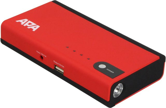 APA Mini Lithium Powerpack 11.000mAh Starthilfe 200 A 12 V mit LED-Arbeitsleuchte und USB-C/USB-A Anschlüssen in Schwarz und Rot - Bild 2