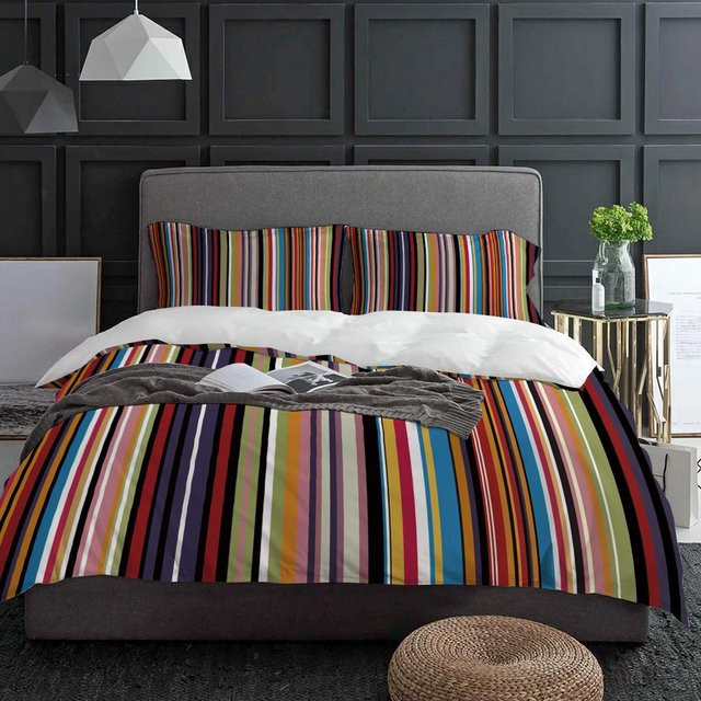 3-teiliges Bettbezug Set Your Warm Home mit Regenbogen Geometrische Streifen in Multicolour, Microfaser, B/B: 240 x 220 cm - Bild 1