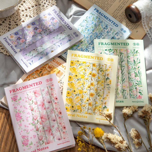 50 Stück Vintage Europäisches Blumen-Dekorpapier in Multicolour für DIY-Collagen und Albumherstellung - Bild 1