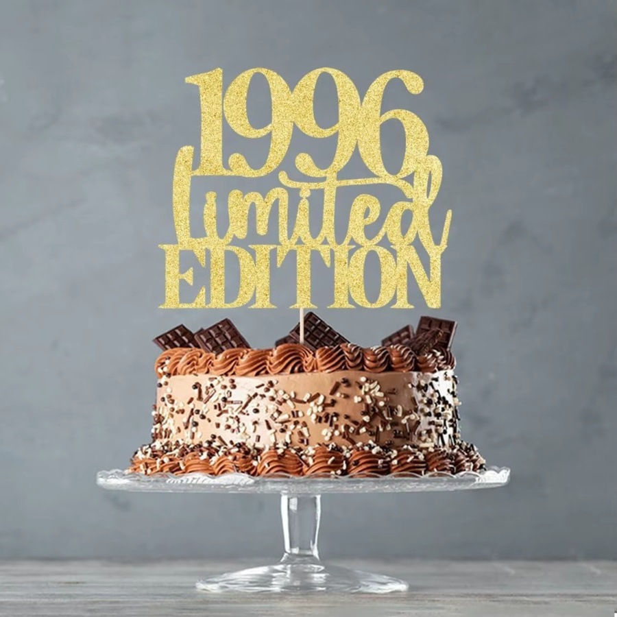 Goldfarbener Tortenaufsatz zum 30. Geburtstag 1996 mit Glitzer-Effekt für Männer und Frauen - Bild 3