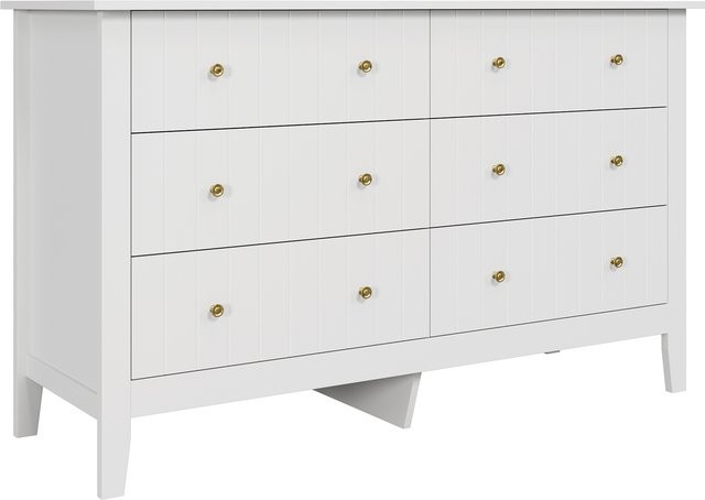 Getone Sideboard Komodenschrank mit 6 Schubladen in Weiß, B/T/H: 133 x 45 x 79,5 cm - Bild 1