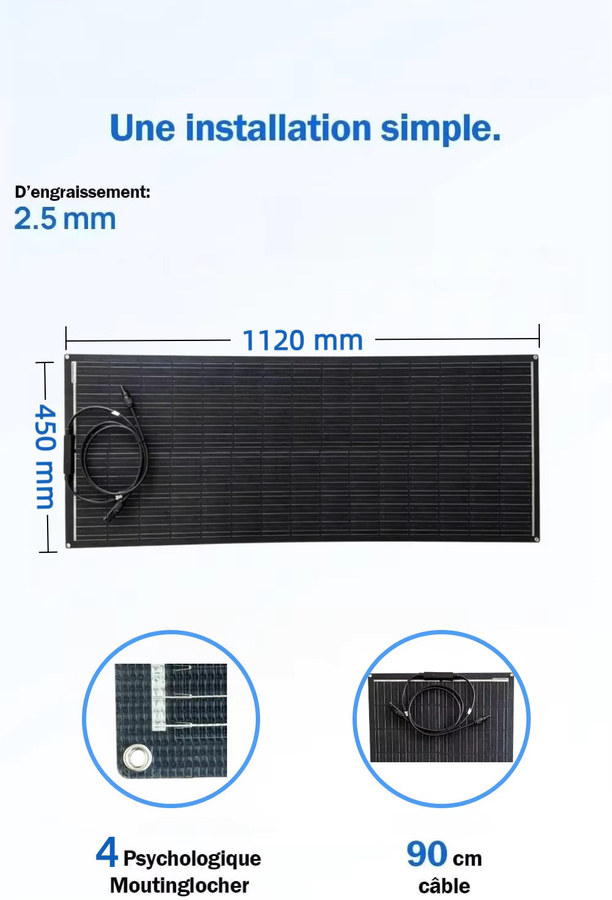 JINGYANGPV 200W Flexibles Solarpanel Set aus 2x 100W Monokristallinen ETFE Solarzellen in Schwarz für Boote, Wohnmobile und 12V Batterien - Bild 2