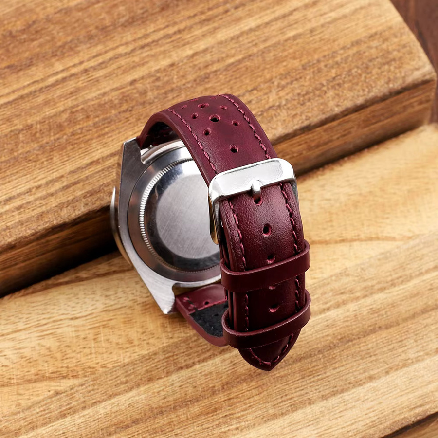 onthelevel Uhrenarmband Leder, 20 mm, Weinrot, Unisex - Bild 3