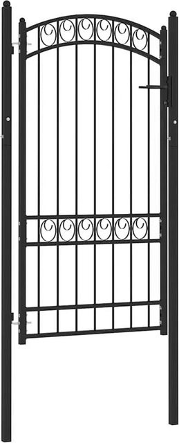 vidaXL Zauntor aus Stahl mit gewölbter Spitze in Schwarz, B: 102 cm, H: 175 cm - Bild 1