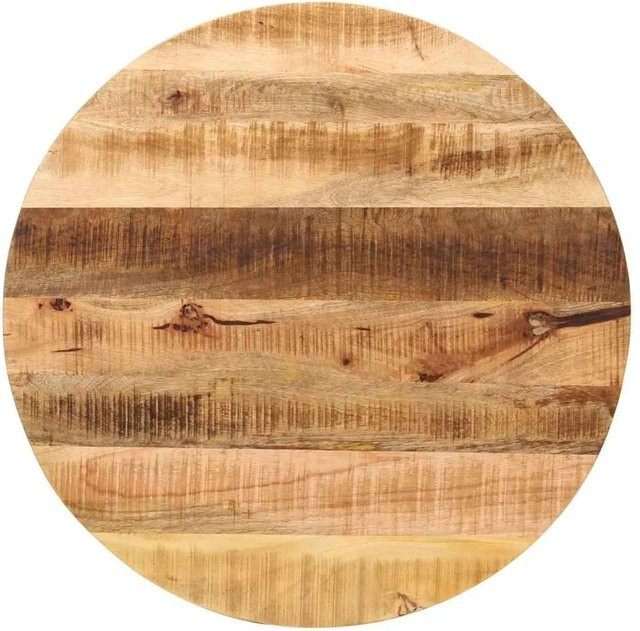vidaXL Tischplatte Rund aus Massivem Mangoholz, Braun, Durchmesser: 80 cm, Höhe: 2,5 cm - Bild 1