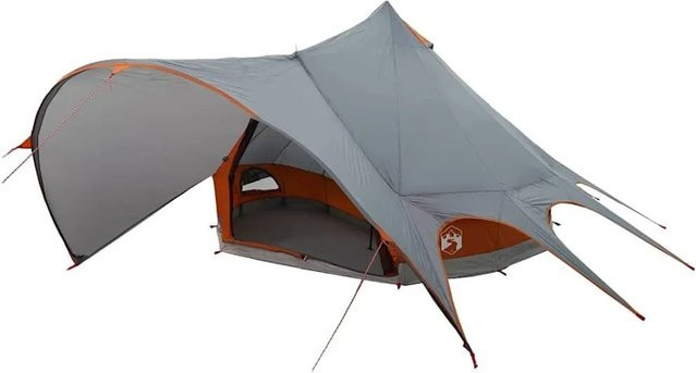vidaXL Teepee Zelt mit Dach in Grau und Orange, B/T/H: 600 x 600 x 347 cm - Bild 1