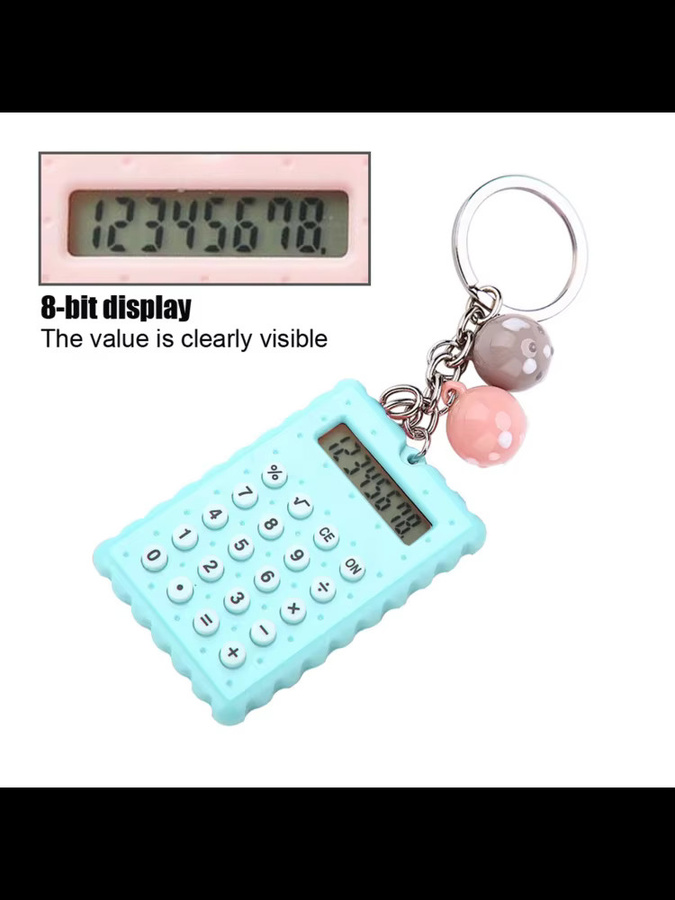 Qiilu Mini-Taschenrechner als tragbarer Schlüsselanhänger in Pink - Bild 2