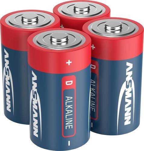 Ansmann Red-Line Mono D Alkaline-Mangan-Batterien 1,5V, 4er-Pack, Rot/Blau - Bild 1