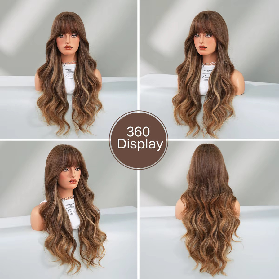 7JHH WIGS Perücke, lang, gewellt, honigbraun, synthetisch, Damen - Bild 3
