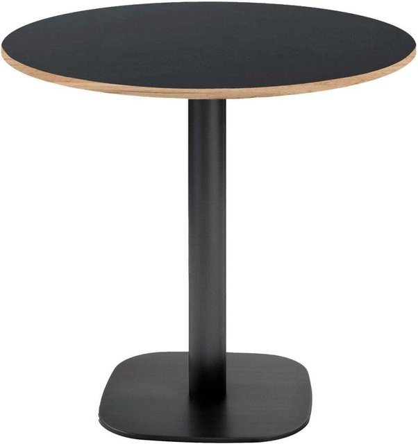RestooTab Tisch Round runder Esstisch in Schwarz mit messingfarbenen Kanten, Höhe: 75 cm, Durchmesser: 70 cm - Bild 1