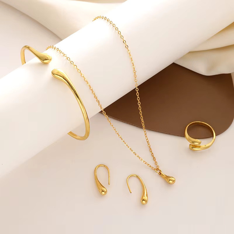 Meaeguet Schmuckset, 4-teilig, Halskette, Ohrringe, Armband, Ring, Gold, Damen - Bild 3