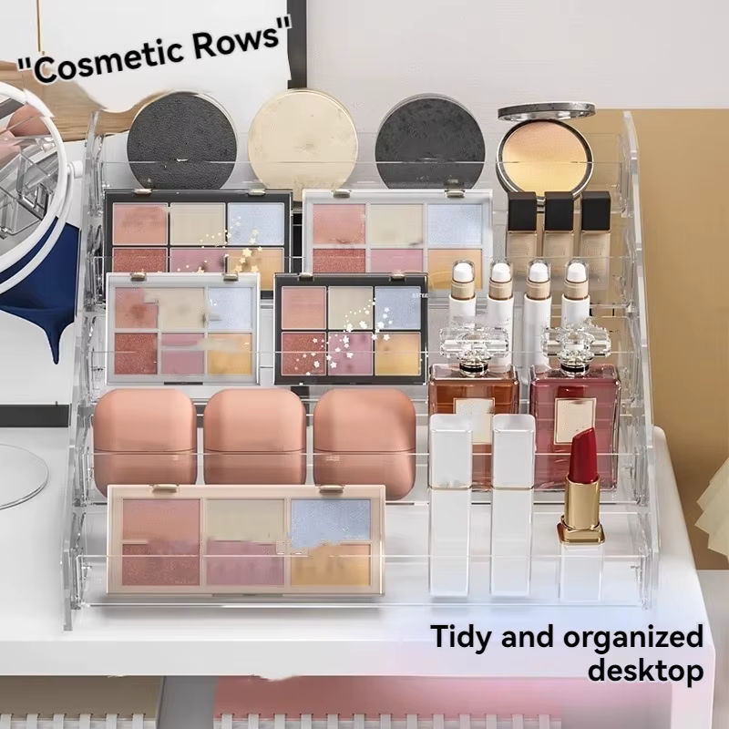 Transparenter Make-up-Aufbewahrungsregal aus Kunststoff in trapezförmigem Design für Nagellack, Lippenstift und Lidschatten - Bild 5