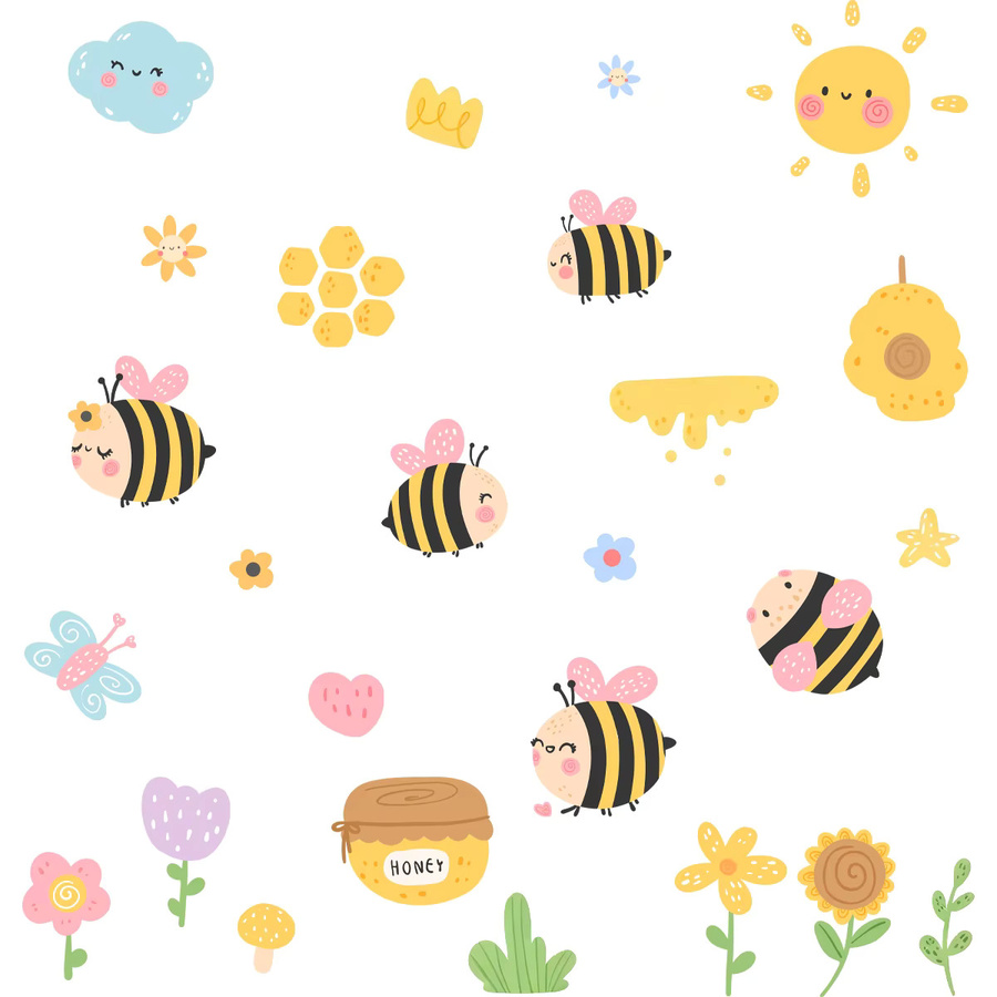 Kingsmile Wandaufkleber für Kinderzimmer mit Bienen, Blumen und Schmetterlingen in Mehrfarbig - Bild 2