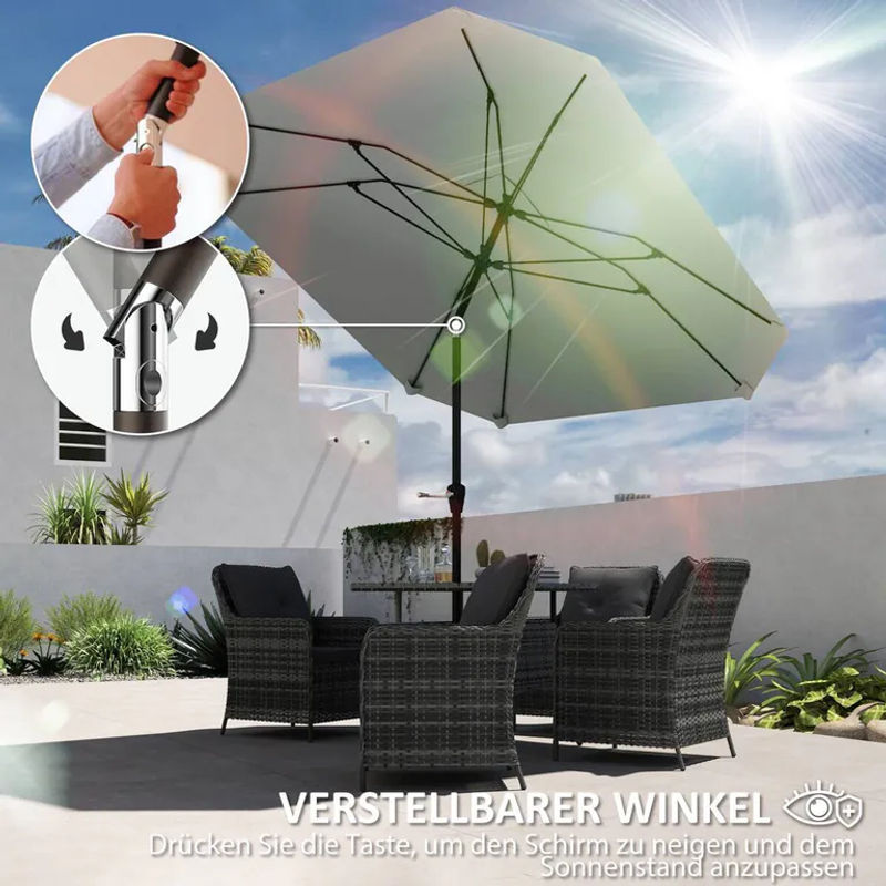 Outsunny Sonnenschirm aus Aluminium in Dunkelgrau mit Polyesterbespannung B/H/T: 233 x 240 x 233 cm - Bild 4