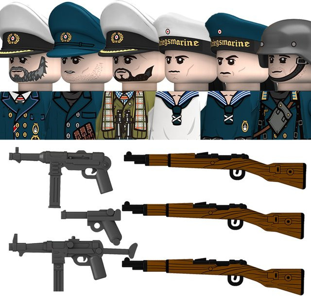 Brangdy Baustein-Set Militär Figuren WW2 Deutsche Marine Matrosen und U-Boot Kommandanten in Multicolour - Bild 1