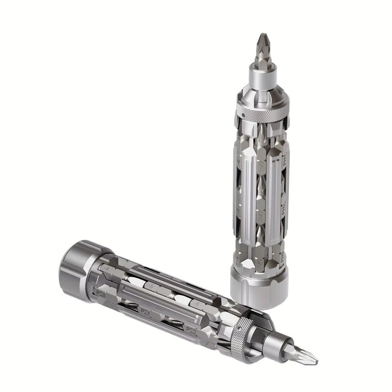 VMAN S1 EDC Multifunktions-Schraubendreher-Set in Grau und Silber mit magnetischem Torx-Phillips-Sechskantbohrer als tragbares Reparaturwerkzeug - Bild 5