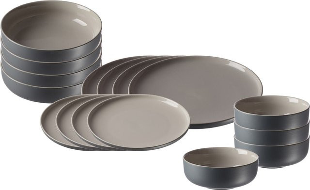 Ritzenhoff & Breker Jasper Dinner-Set aus Keramik in Grau, 16-teilig - Bild 1