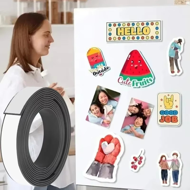 Selbstklebendes Magnetband in Schwarz, 10 m Länge, schneidbar für Kühlschrank und Wandposter, multifunktionales DIY-Befestigungsband - Bild 3