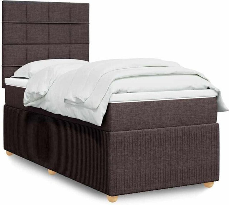 vidaxl Boxspringbett mit Matratze aus Stoff in Braun und Weiß, B/T/H: 90 x 190 x 150,5 cm - Bild 1