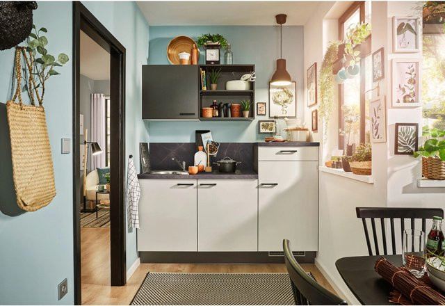 pino Küchenzeile Lichtgrau mit 1 Geräteschrank und Anschlag rechts B: 180 cm, T: 60 cm, H: 206,2 cm - Bild 1