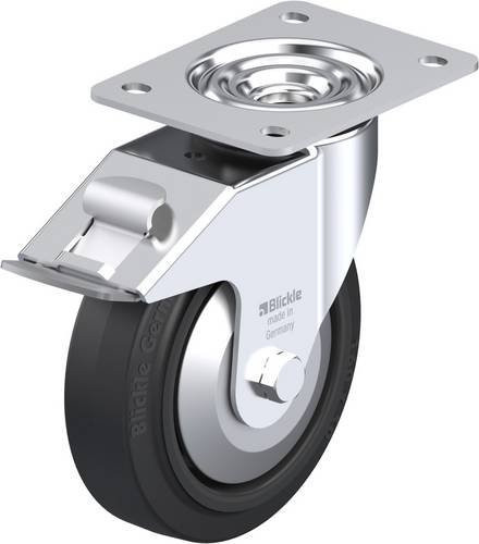 Blickle Lenkrolle LE-POEV 160R-FI-FA mit Feststeller in Schwarz und Silber, Rad-Durchmesser: 160 mm, Tragfähigkeit: 300 kg - Bild 1