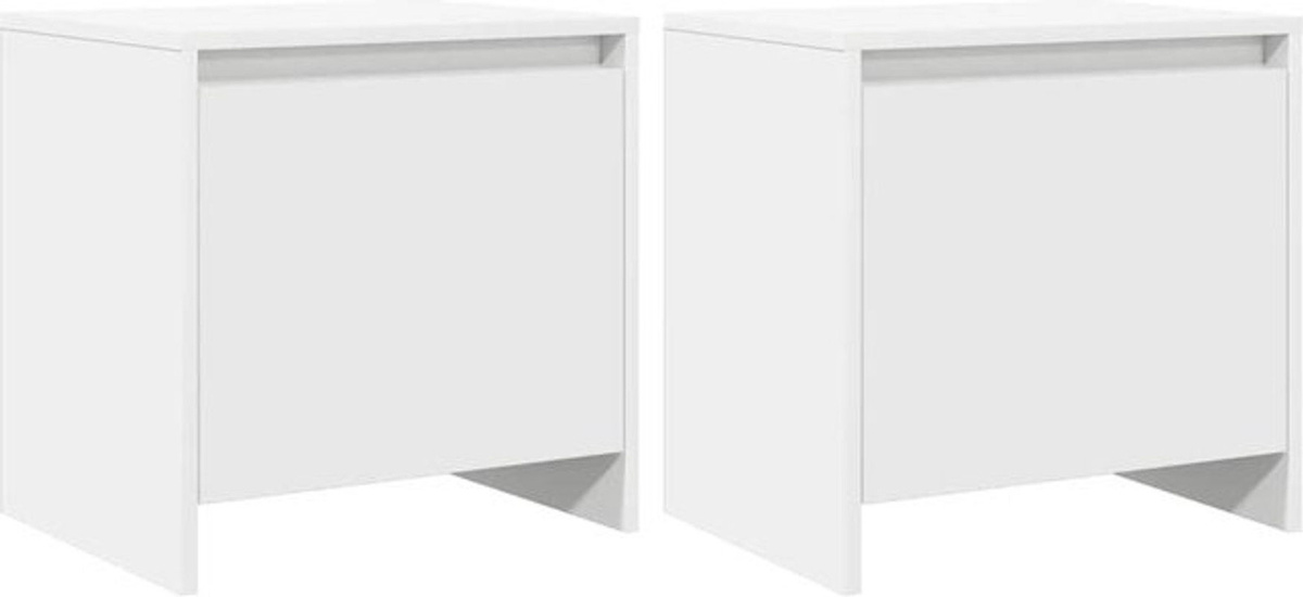 Set aus 2 Nachttischen von vidaxl in Weiß, klassisch und minimalistisch, aus Holzwerkstoff, B/T/H: 45 x 34 x 44,5 cm - Bild 1