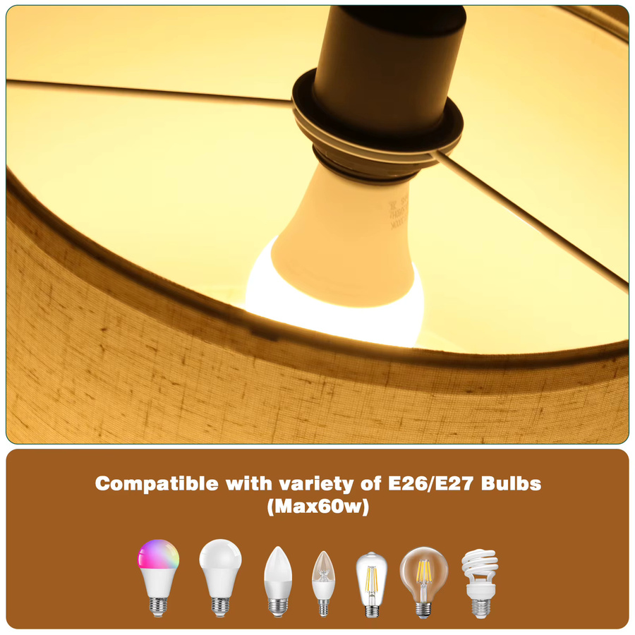 Moderne Stehlampe von Oraymin in Beige mit Stoffschirm und 12W LED Leuchtmittel, Höhe: 170 cm - Bild 4