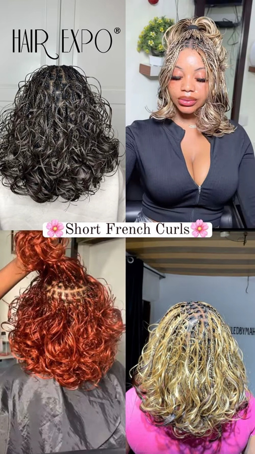 Französische Locken Haarverlängerungen, Synthetisch, Tiefe Welle, 3 Stück, Damen - Bild 2