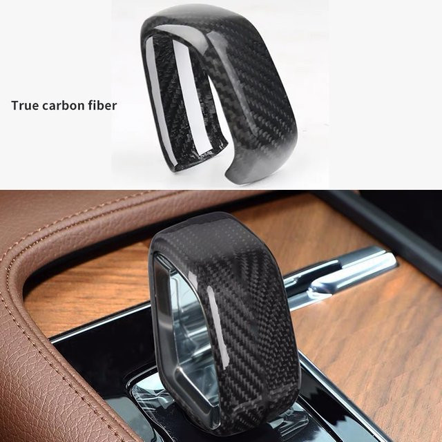 LINGLUYANG Schalthebel-Dekoration aus echter Carbon-Faser für Volvo XC60 XC90 S90 V90 S60 V60 XC40 C40 in Schwarz - Bild 1