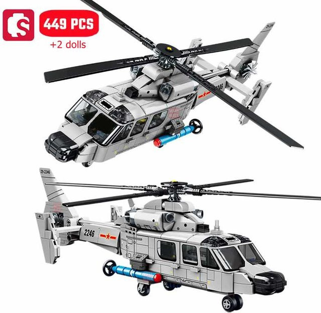 SEMBO Z-9 Bordhubschrauber Bausteine Flugzeug 449 Teile ab 6-12 Jahre - Bild 1