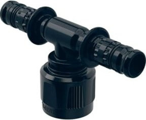 Geberit Mepla Übergangs-T-Stück MasterFix mit 1/2 Zoll Anschluss, Durchmesser: 16 mm, Farbe: Blau/Transparent/Schwarz - Bild 1