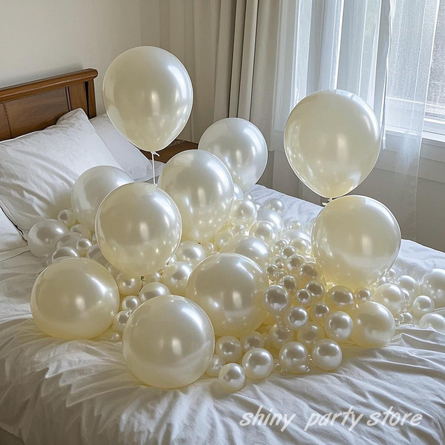 30 bis 100 Stück Perlen Ballons in Weiß, Rosa, Blau, Silber und Lila für Hochzeit, Geburtstag und Baby Shower Dekoration - Bild 1