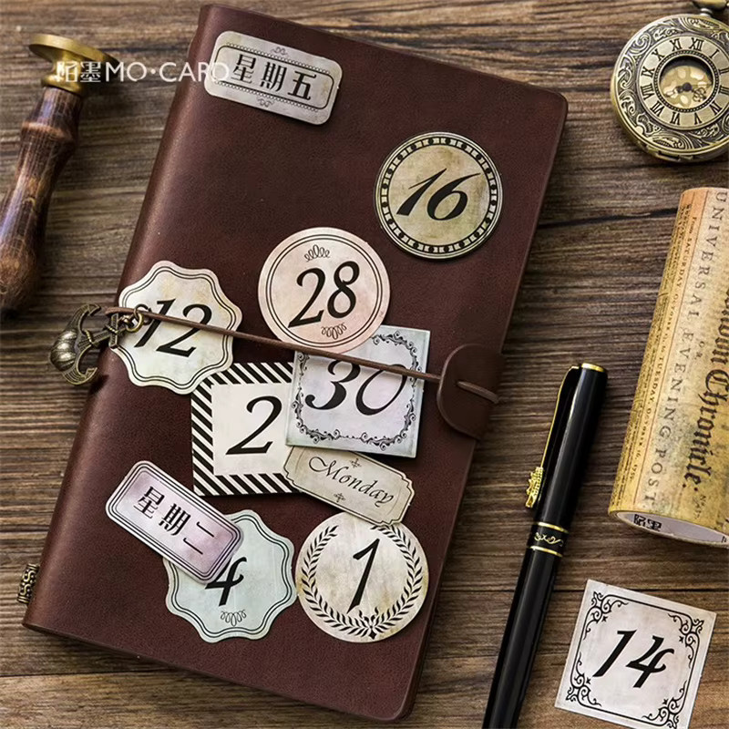 45 Blatt kreative Collage-Aufkleber im Retro-Stil mit Zahlen, Datum und Zeit für dein DIY-Handbuch, Mehrfarbig - Bild 2