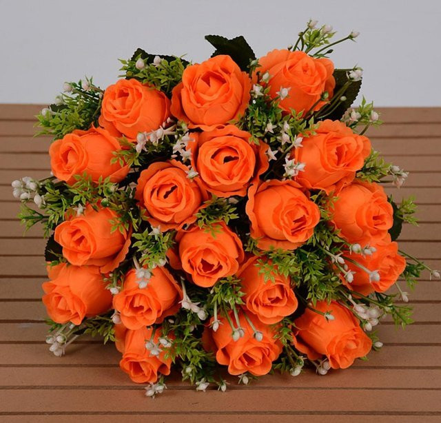 Angunda Kristallgras-Bouquet mit 18 Köpfen, simulierte Rose in Orange zur Dekoration - Bild 1