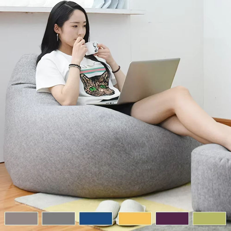 OTAUTAU Sitzsackbezug für Erwachsene, grauer Lazy Sofa Bezug für Tatami-Liege und Couch, ohne Füllung - Bild 6